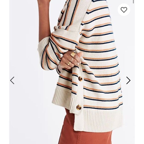 Madewell Brownstone Side-Button Sweater in Stripe - Picture 4 of 15